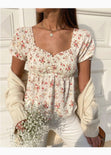 Blusa con estampado de flores y mangas embombadas para mujer - Flashy
