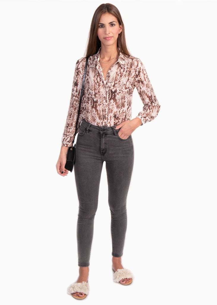Blusa con estampado de pitón para mujer - Flashy