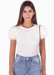 Blusa con mangas embombadas de encaje para mujer - Flashy