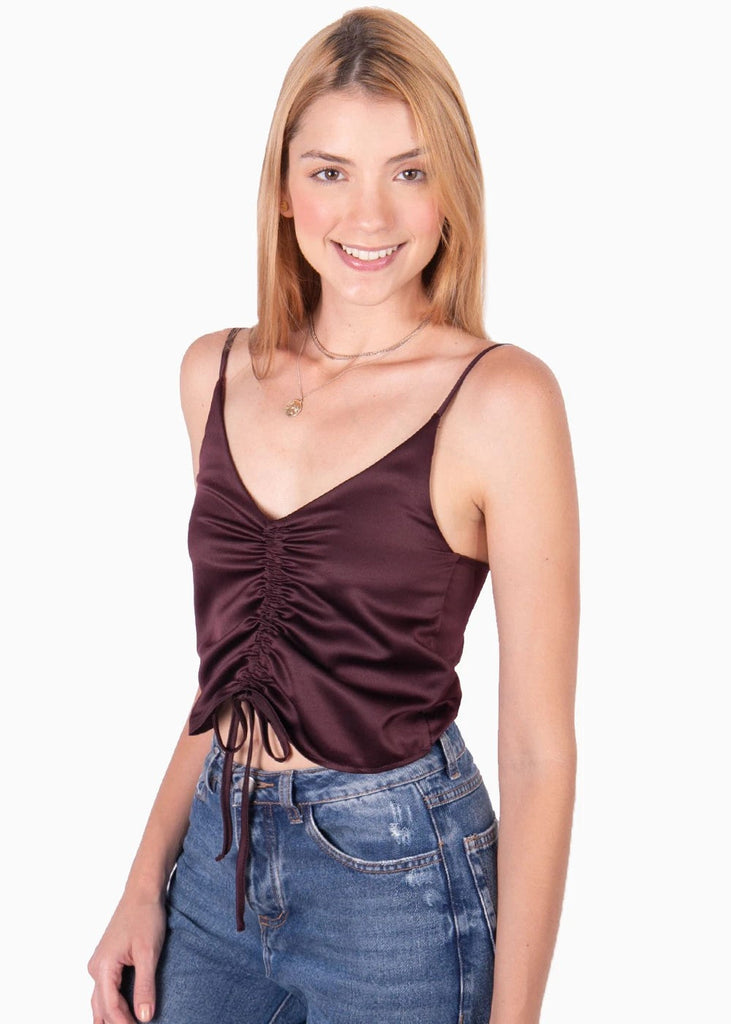 Blusa crop con recogido en frente para mujer - Flashy