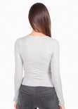 Blusa cruzada con encaje para mujer - Flashy