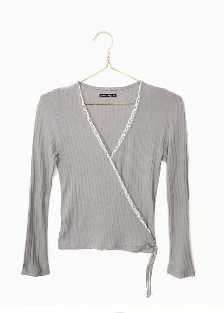 Blusa cruzada con encaje para mujer - Flashy