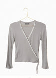 Blusa cruzada con encaje para mujer - Flashy
