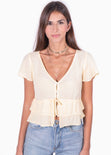 Blusa de botones con cinta para mujer - Flashy