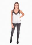 Blusa de encaje en contraste para mujer - Flashy