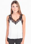 Blusa de encaje en contraste para mujer - Flashy