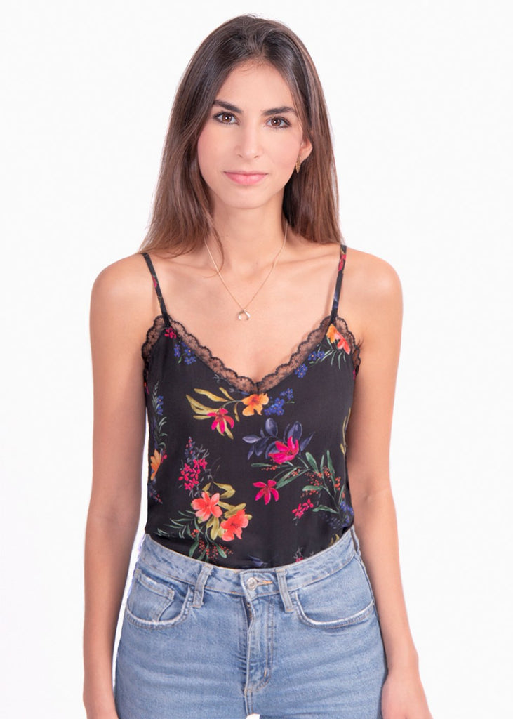 Blusa de flores con encaje para mujer - Flashy