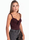 Blusa de tiras con anudado en escote para mujer - Flashy