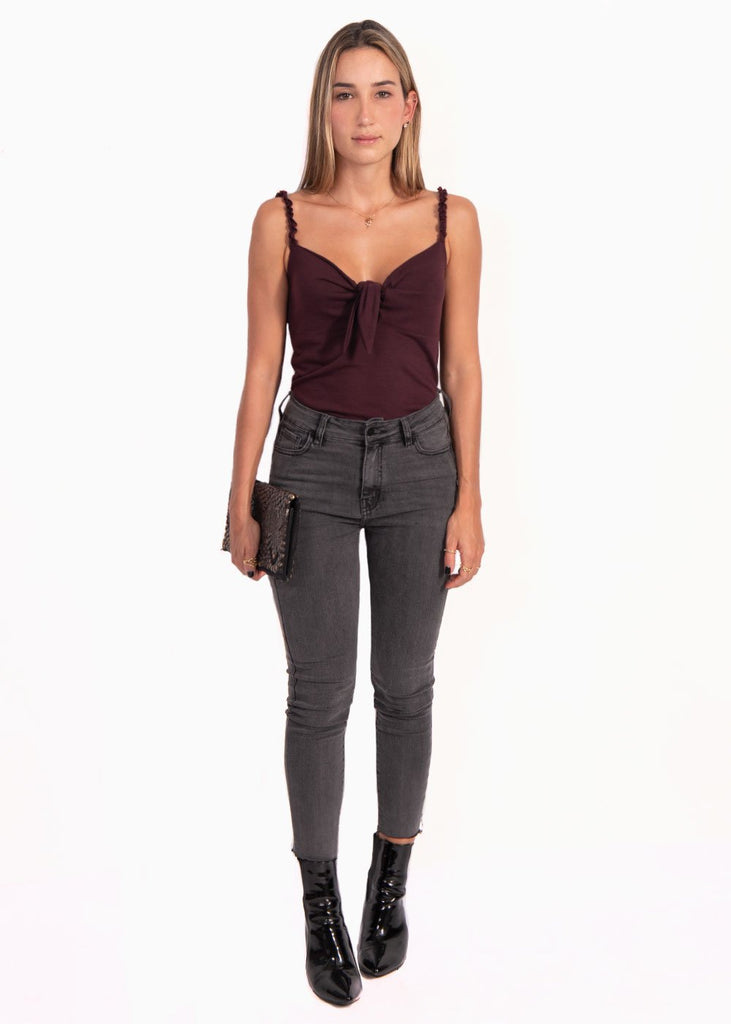 Blusa de tiras con anudado en escote para mujer - Flashy