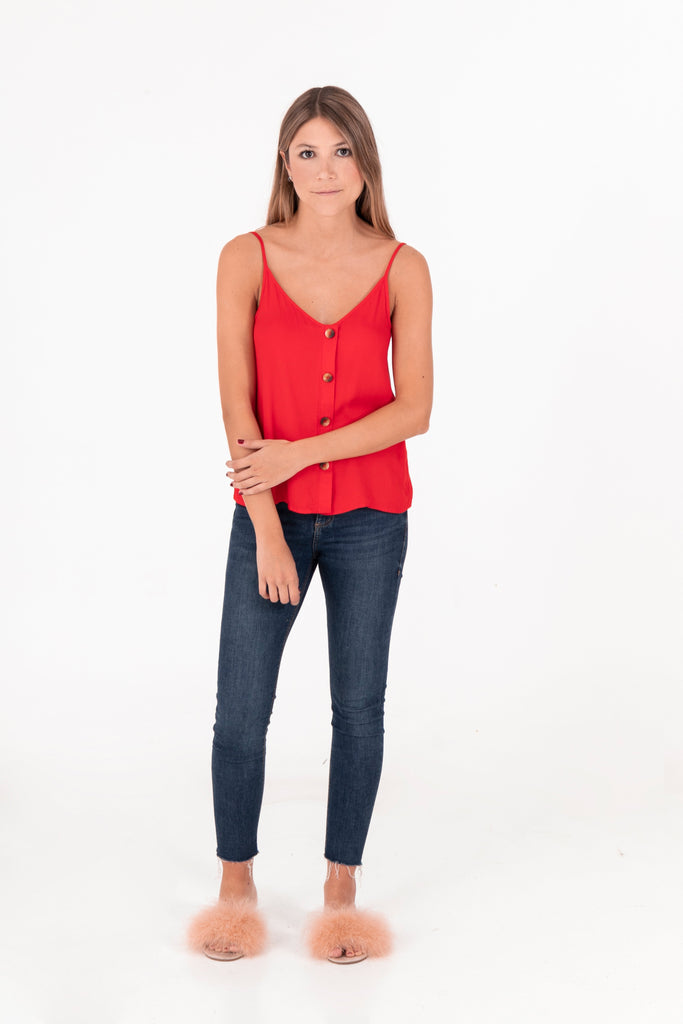 Blusa de tiras con botones de pasta para mujer - Flashy