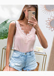 Blusa de tiras con detalle de encaje para mujer - Flashy