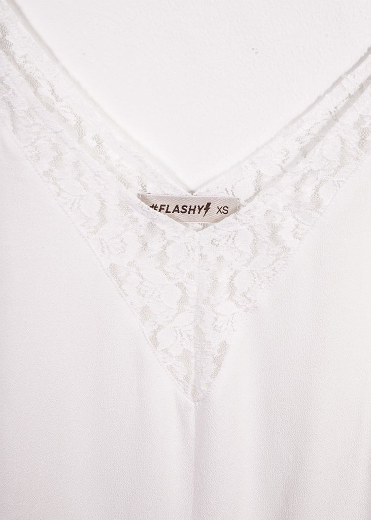 Blusa de tiras con encaje en escote para mujer - Flashy