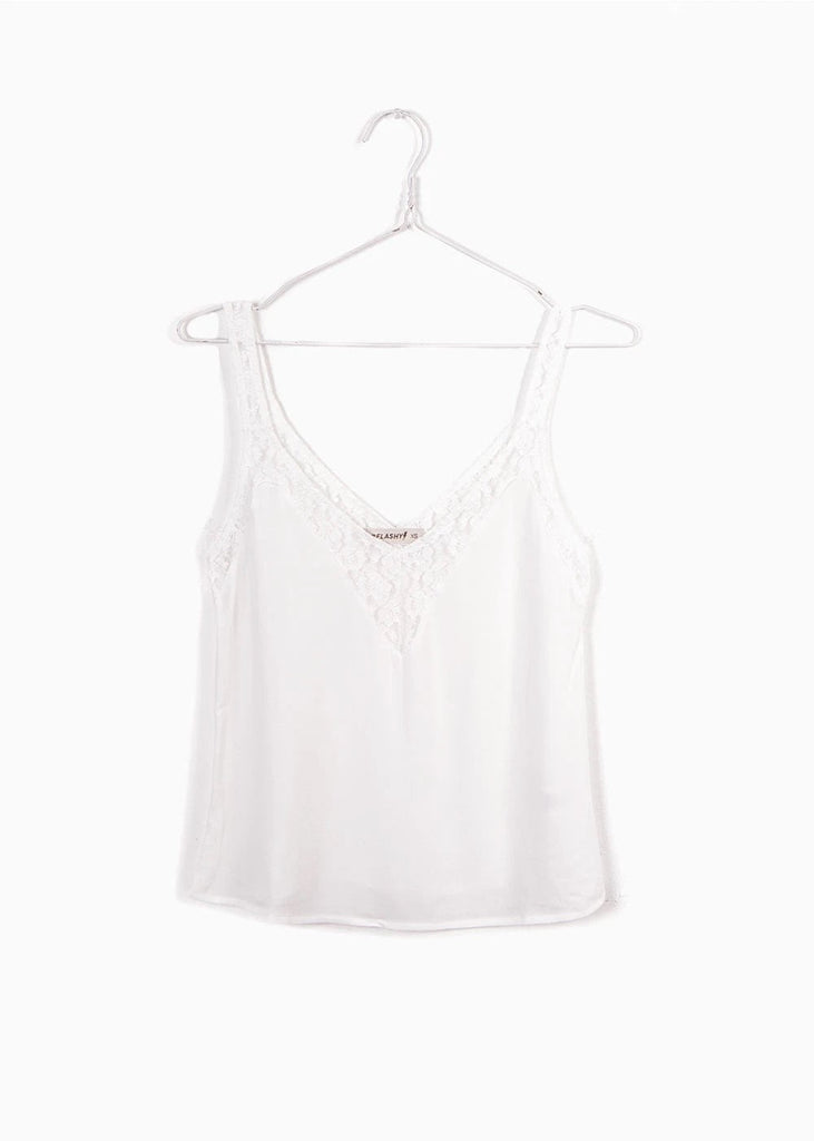 Blusa de tiras con encaje en escote para mujer - Flashy