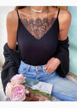 Blusa de tiras con encaje en escote para mujer - Flashy