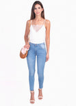 Blusa de tiras con encaje en escote para mujer - Flashy