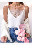 Blusa de tiras con encaje en escote para mujer - Flashy