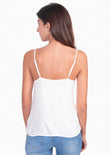Blusa de tiras con encaje en escote para mujer - Flashy