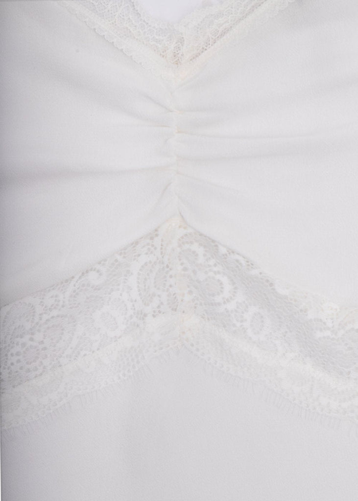 Blusa de tiras con encaje y recogido en escote para mujer - Flashy