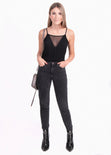 Blusa de tiras con malla en escote para mujer - Flashy