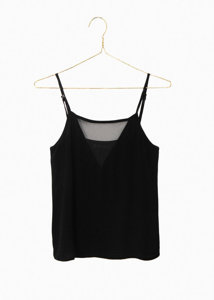 Blusa de tiras con malla en escote para mujer - Flashy