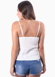 Blusa de tiras en ojalillo con anudado en escote para mujer - Flashy