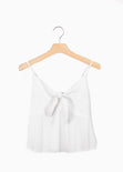 Blusa de tiras en ojalillo con anudado en escote para mujer - Flashy