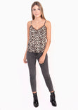 Blusa estampada de leopardo con encaje para mujer - Flashy