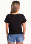 Blusa manga corta con bolillo en escote para mujer - Flashy
