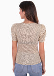 Blusa manga corta con estampado puntos y escote en v para mujer - Flashy