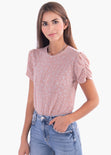 Blusa manga corta con recogido en mangas para mujer - Flashy