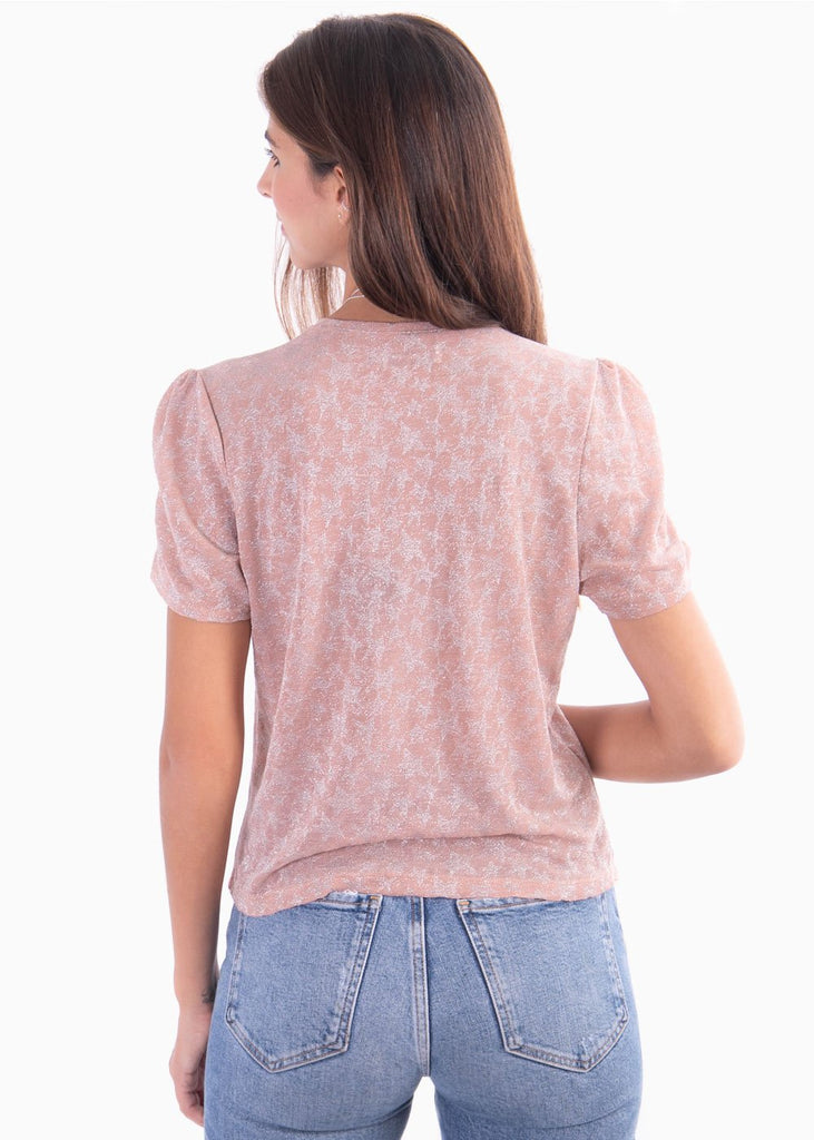 Blusa manga corta con recogido en mangas para mujer - Flashy