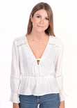 Blusa manga larga con bolillo para mujer - Flashy