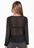 Blusa manga larga con bordado de puntos para mujer - Flashy