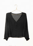 Blusa manga larga con bordado de puntos para mujer - Flashy