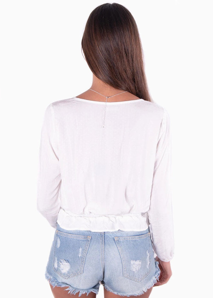 Blusa manga larga con botones y resorte para mujer - Flashy