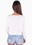 Blusa manga larga con botones y resorte para mujer - Flashy