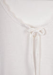 Blusa manga larga con cinta y encaje en escote para mujer - Flashy
