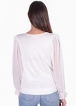 Blusa manga larga con escote cruzado y mangas en transparencia para mujer - Flashy