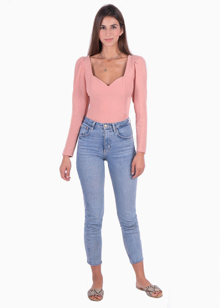Blusa manga larga con escote cuadrado para mujer - Flashy