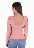 Blusa manga larga con escote cuadrado para mujer - Flashy