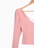 Blusa manga larga con escote cuadrado para mujer - Flashy