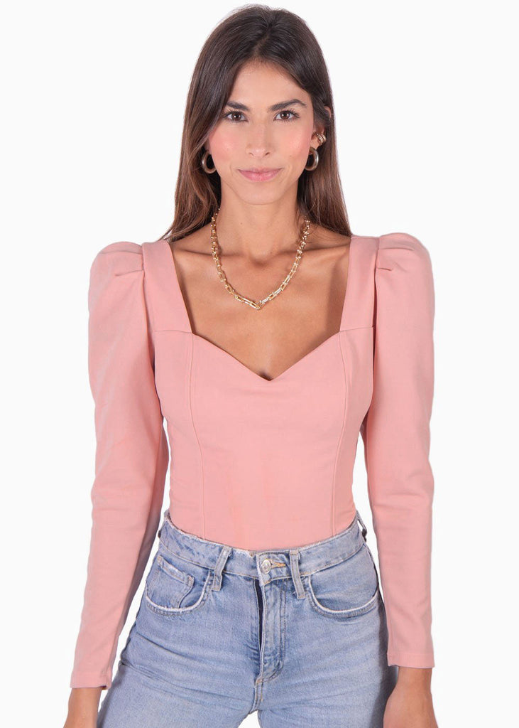 Blusa manga larga con escote cuadrado para mujer - Flashy