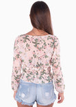 Blusa manga larga con estampado de flores y escote cruzado para mujer - Flashy