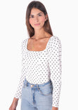 Blusa manga larga con estampado de puntos para mujer - Flashy