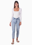 Blusa manga larga con estampado de puntos para mujer - Flashy