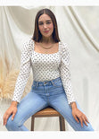 Blusa manga larga con estampado de puntos para mujer - Flashy