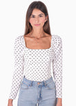 Blusa manga larga con estampado de puntos para mujer - Flashy