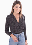 Blusa manga larga con estampado de puntos para mujer - Flashy