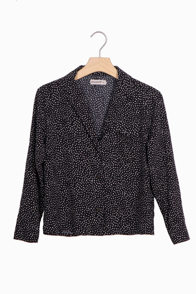 Blusa manga larga con estampado de puntos para mujer - Flashy