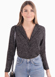 Blusa manga larga con estampado de puntos para mujer - Flashy